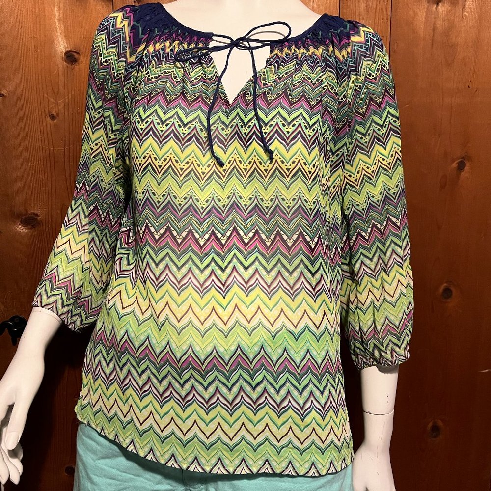 BUNDLE2$10 Kas New York Anthropologie sheer zigzag blouse altered please read!